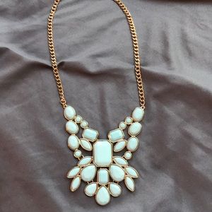 Light blue gem cluster statement necklace